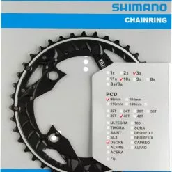 Shimano Deore Ab 2014 4-Arm 10-fach 40 Zähne AN-Type Alu Schwarz Y-10X98010
